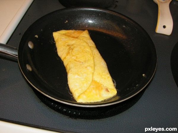 Creation of Ham  & Cheese Omelet Barricade: Step 5